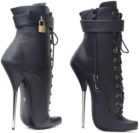 High Heels 18cm Ballet Boots Pointed Toe High Heel Lace Up with Locks