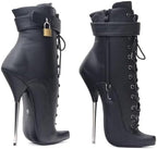 High Heels 18cm Ballet Boots Pointed Toe High Heel Lace Up with Locks