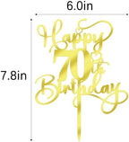 Happy 70th Birthday Cake Topper，Mirrored Gold Acrylic Birthday Topper for Cheers to 70 Years Birthday/Anniversary Party Decoration Ideas, Perfect Keepsake for your family and friends(70th)