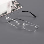 Eyekepper Titanium Rimless Reading Glasses Frameless Rectangle Readers Women Men Silver +0.50