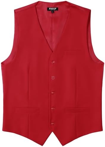 JEMITOP Men's Classic Slim Fit Dress Vest Formal Wedding Prom Tuxedo Suit Vest with Pocket