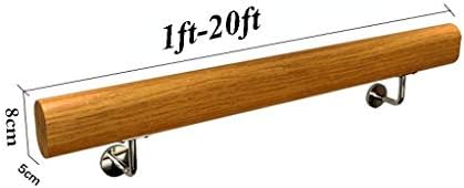 XingLi 30-600cm Wooden Handrails Non-Slip Pine Stair Handrails Home Kindergarten Guardrail Corridor Against The Wall Stair Handrail Indoor Villa Construction Loft Elderly Wooden Staircase Handrail