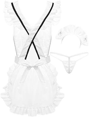 Freebily Sexy Women's Lingerie Set French Maid Retro Apron Kitchen Cooking Cosplay Uniform Outfit Set