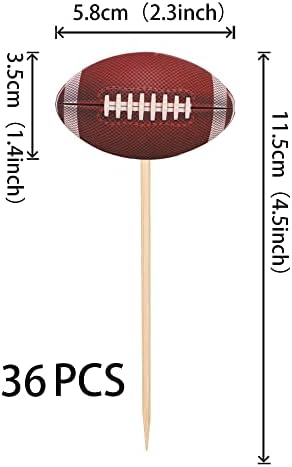 24 Pack American Football Cupcake Toppers Assembled Rugby Ball Cupcake Picks for Super Rugby Sports Theme Baby Shower Kids Birthday Party Cake Decorations