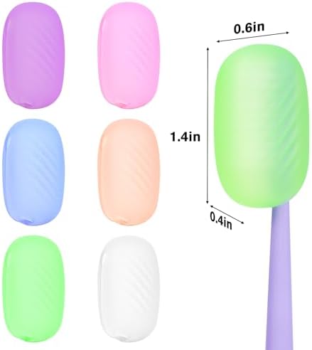 Toothbrush Covers, 6 Pack Silicone Toothbrush Protective Covers, Replaceable Travel Cover Holders for Electric and Manual Tooth Brush Heads for Household Travel, Bathroom, Gym, Camping, Multicolor