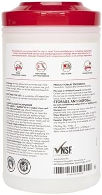 PDI - Professional Disposables, Intl.-P66784 Sani-Wipe Non-Rinse Food Contact Hard-Surface Sanitizing Wipe, 7.75" x 5", 175/can