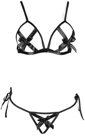 Lingerie Set for Women Sexy, Bra and Panty Sexy Bow Lingerie Sets for Women Naughty, Black, Onesize 2-8