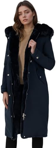 RISISSIDA Women Winter Parka Puffy Coat for Deep Cold,Thicken Puffer Jacket with Long Fur Collar Hooded,Warm Bubble Overcoat