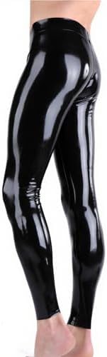 ABWL Black Latex Legging for Men,Handmade Natural Rubber Pants for Latex Club Wear