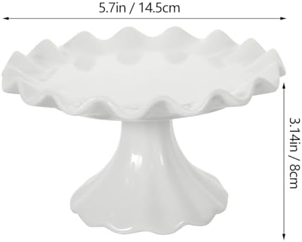 Modern Cake Stand Fruit Footed Bowl Candy Plate Footed Bowl Ceramic Fruit Round Pedestal Serving Tray Ceramic Cake Stand Food Tray White Ceramics Base Simple