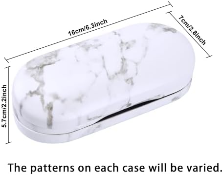 Muf 2 in 1 Contact Lens Case and Glasses Case, Double Sided Design with Mirror, Portable Travel Kit with Tweezer, Remover and Solution Bottle, Black & White Marble