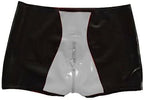 Latex Rubber Women Pants Shorts Zipper Pant,Black-White,M