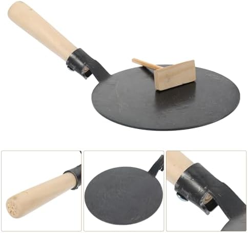 Pancake Griddle Pan with Wooden Handle 13Cm Nonstick Crepe Frying Skillet for Traditional Sugar Painting DIY Kitchen Cooking Set with Spreader