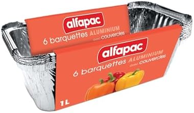 Alfapac - 6 deep aluminium containers 1L with lid