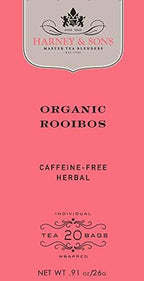 Harney & Sons Premium Tea, Organic Rooibos Herbal Tea, Individually Wrapped Tea Bags, 20/box