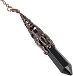mookaitedecor Black Obsidian Crystal Pendulum for Divination Dowsing, 6 Faceted Hexagonal Pointed Stone Pendant Pendulum for Balancing Wicca Meditation