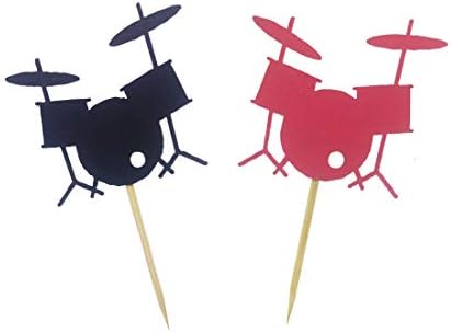 Morndew 24 PCS Drum Cupcake Toppers for Music Party Baby Shower Birthday Party Wedding Party Decorations