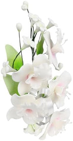 O'Creme Gumpaste Flower Spray, White Orchid - Edible Flowers for Cake Decorating - Sugar Paste Flower Decorations for Cakes, Candy, Cupcake Toppers - Birthday Party, Wedding, Baby Shower