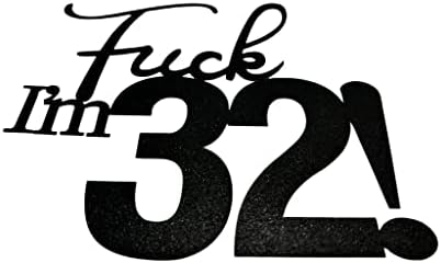 32 Funny Birthday Cake Toppers - Black Glitter, For Men & Women, 32nd Birthday Decorations