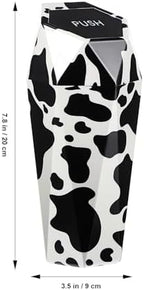 Holibanna Car Trash can with Lid Compact Mini Garbage Bin for Vehicle Interior Cow Print Portable Auto Trash Container 7.87X3.54X3.54In