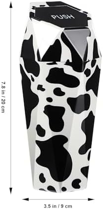 Holibanna Car Trash can with Lid Compact Mini Garbage Bin for Vehicle Interior Cow Print Portable Auto Trash Container 7.87X3.54X3.54In
