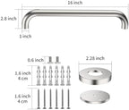 2 Pack 16 Inch Shower Grab Bar Satin Brushed Nickel, ZUEXT Stainless Steel Safety Grab Bar Handle, Bathroom Balance Bar, Safety Hand Rail Support - Handicap, Elderly, Injury, Senior Assist Bath Handle