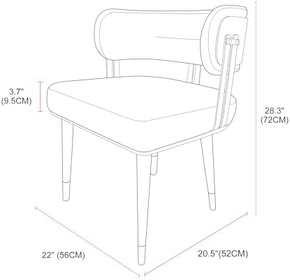 ARTPLAN Walnut Leather Dining Chair - Modern Upholstered Kitchen Chair with High-Resilience Foam Cushion, Stainless Steel Gold Frame for Dining Room, Easy Assembly,Cherry