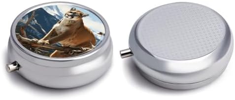 Panther Mountain Lion Pill Box Cute Round Pill Case Portable Medication Organizer 3 Independent Compartments Moisture-Proof Medicine Holder for Travelers, Seniors & Caregivers