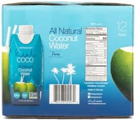 Real Coco All Natural Pure Coconut Water (12-Pack 330mL), Single Ingredient, No Added Sugar, Plant Based, Packed with Electrolytes, Vegan