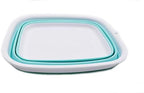 SAMMART 9.45L (2.5 Gallon) Collapsible Tub - Foldable Dish Tub - Portable Washing Basin - Space Saving Plastic Washtub (White/Lake Green, M)
