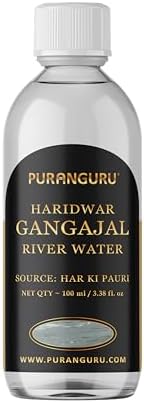 PuranGuru Haridwar Gangajal | 100 ml Unfiltered | Pure Ganga Jal | Ganges River Water | Brahma Kund - Har Ki Pauri | Sacred Holy Puja Ceremony | Diwali Pooja | Housewarming | Himalayan Mountain Water