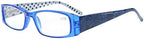 Eyekepper 5-Pack Spring Hinges Polka Dots Patterned Temples Rectangular Reading Glasses Readers Blue +0.5