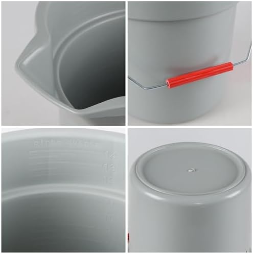 4 Pcs Plastic Commercial Pail with Handle for Cleaning, 14 Quart Sturdy Spout Pail Bucket, Gray