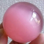40mm Beautiful Asian Rare Natural Quartz Pink Cat Eye Crystal Ball Gemstone Sphere Crystal Stone