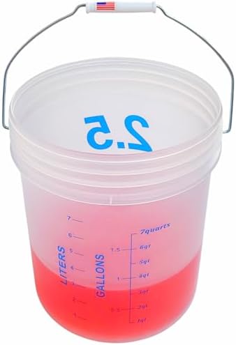 2 Gallon Measuring Mixing Graduated Bucket Pail Food Grade Heavy Duty Heat Resistant 2.5g 10L Overflow BPA Free HD Plastic Storage Container Alloy Handle Premium Quality Buckets FDA Compliant