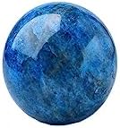 Natural Blue Apatite Crystal Sphere Healing Gemstone Ball Sculpture Figurine with Wooden Stand for Divination Home Decoration 40mm