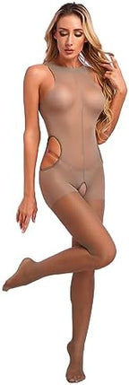 Women's One Piece Crotchless Bodystocking Stretchy Sexy See Through Jumpsuit Sheer Bodysuits