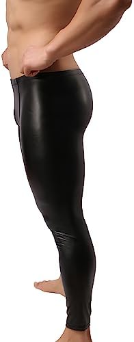 YUFEIDA Men's Faux Leather Tight Pants Man Leggings PVC Long Trousers