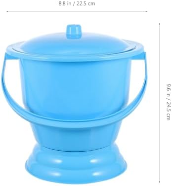 Portable Adult Urine Pot with Handle and Lid, Thickened Blue Plastic Chamber Pot and Pregnant Women, Convenient Bedpan for Home and Travel Use