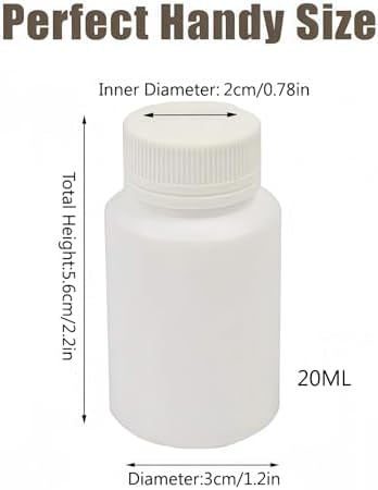 50PCS White Empty Solid Plastic Bottle Case Holder Container Vials Box with Screw Cap for Powder Sample Storage (20ml/0,67oz)
