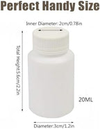 50PCS White Empty Solid Plastic Bottle Case Holder Container Vials Box with Screw Cap for Powder Sample Storage (20ml/0,67oz)