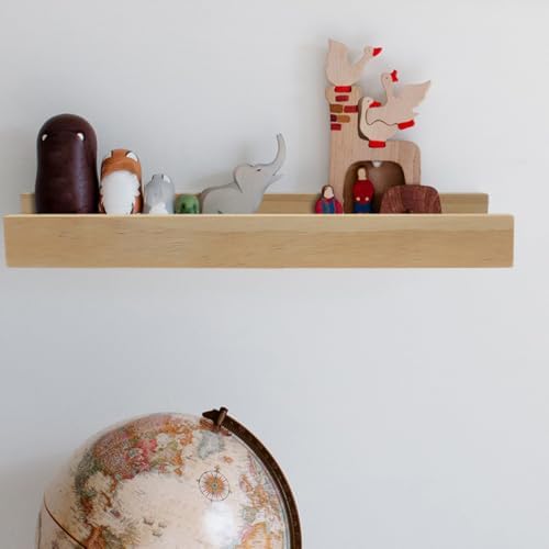FRCOLOR Wood Floating Shelf Wall Mounted Display Rack 30x15cm Compact Mini Wall Storage Shelf for Bedroom Living Room Small Item Organizer