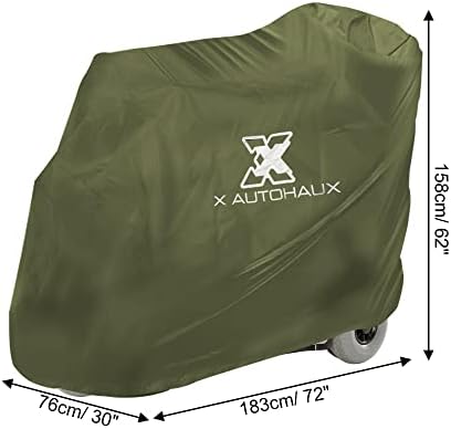 X AUTOHAUX 72"x30"x62" Motorbike Mobility Scooter Cover Waterproof Rain Protection 190T Polyester Green