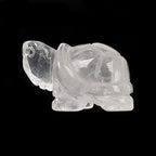 Justinstones Clear Quartz Healing Crystal Guardian Turtle Tortoise Pocket Stone Figurines Carved Gemstone Crafts Home Decor 1.5 inch