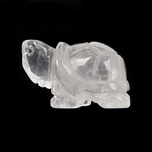 Justinstones Clear Quartz Healing Crystal Guardian Turtle Tortoise Pocket Stone Figurines Carved Gemstone Crafts Home Decor 1.5 inch
