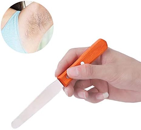 Non-Stick Wax Spatulas, Metal Wax Spatulas,Stainless Steel Wax Spatulas Body Waxing Sticks with Wooden Handle for Hair Removal