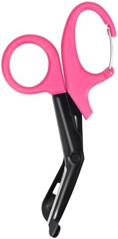 Bandage Shears Scissors EMT and Trauma Shears, Bent Stealth Black Coated for Nurses, Students, Emergency Room (15cm, Pink)