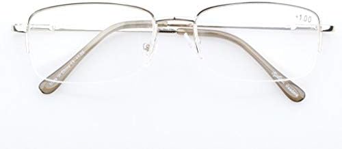 Eyekepper 5-Pack Metal Half-Rim Spring Hinges Reading Glasses Include Computer Readers +0.75