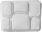 6 Compartment White Disposable Party Thali Plates (100 Pack)