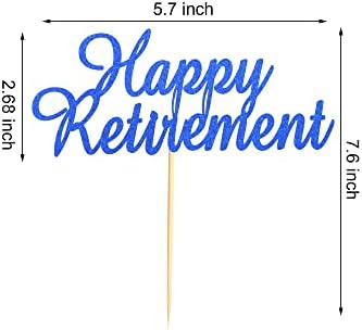 Happy Retirement Cake Topper Retired Cake Pick Retirement Theme Birthday Party Cake Decorations Supplies - Dark Bule Glitter